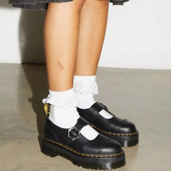 Dr. Martens Addina Flower Buckle Leather Platform Mary Jane Shoes - Picture 3 of 12